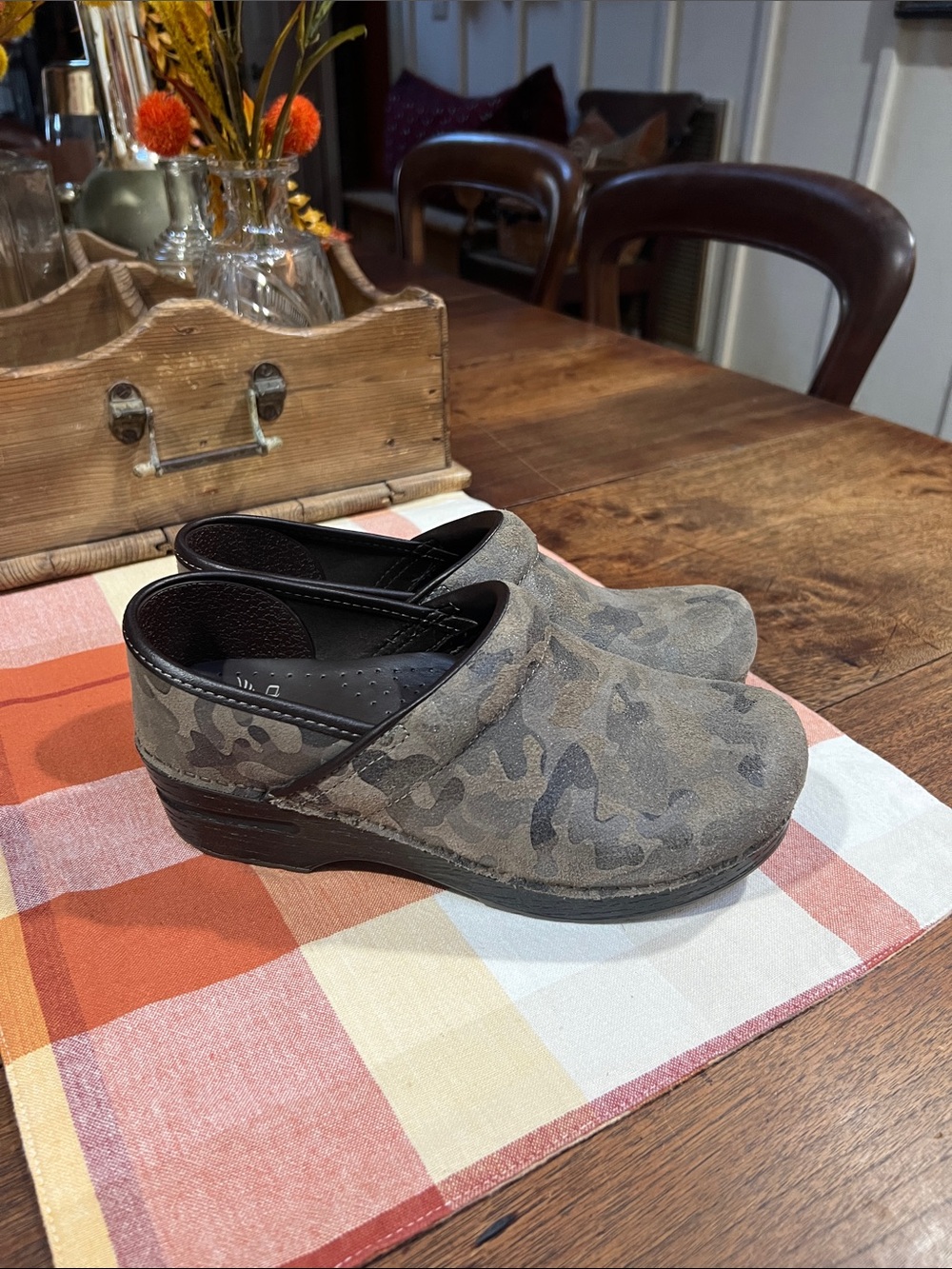 Dansko Professional Suede Camo Clogs